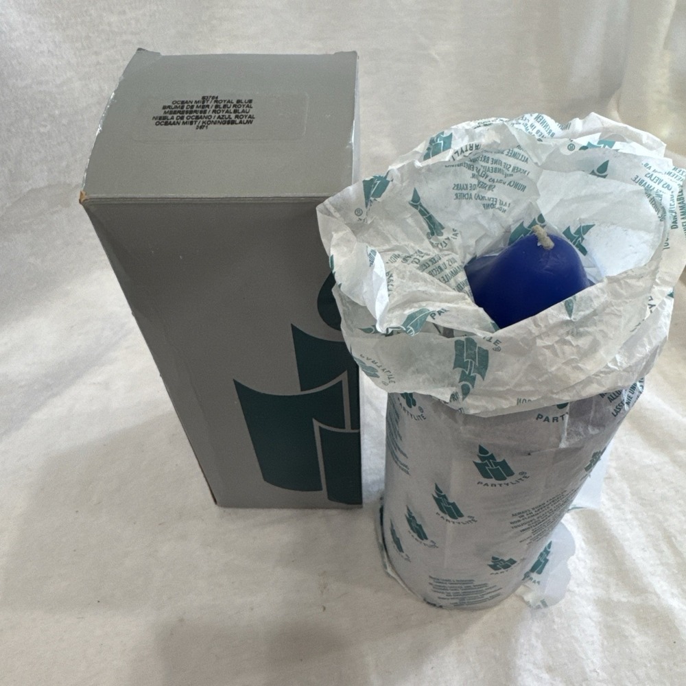 PartyLite OCEAN MIST 3 x 7 Bell Top Pillar Candle S3764 New Royal Blue Retired